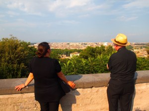 Janie and Cardinal Stafford admiring Rome